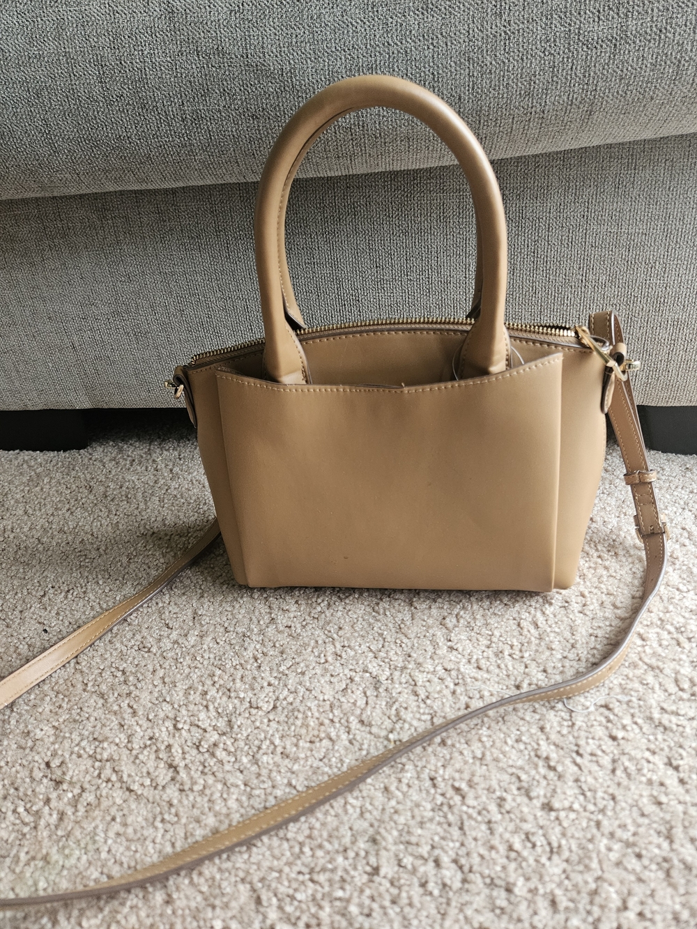 Camel Top Handle Crossbody Purse Small Satchel Handbag - Picture 3 of 6